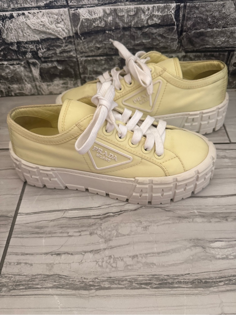 Prada Yellow Low-Top Platform Sneakers